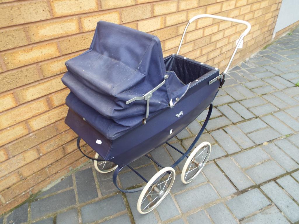 A vintage Silver Cross style pushchair with a hood cover and accessories bike - Image 2 of 3