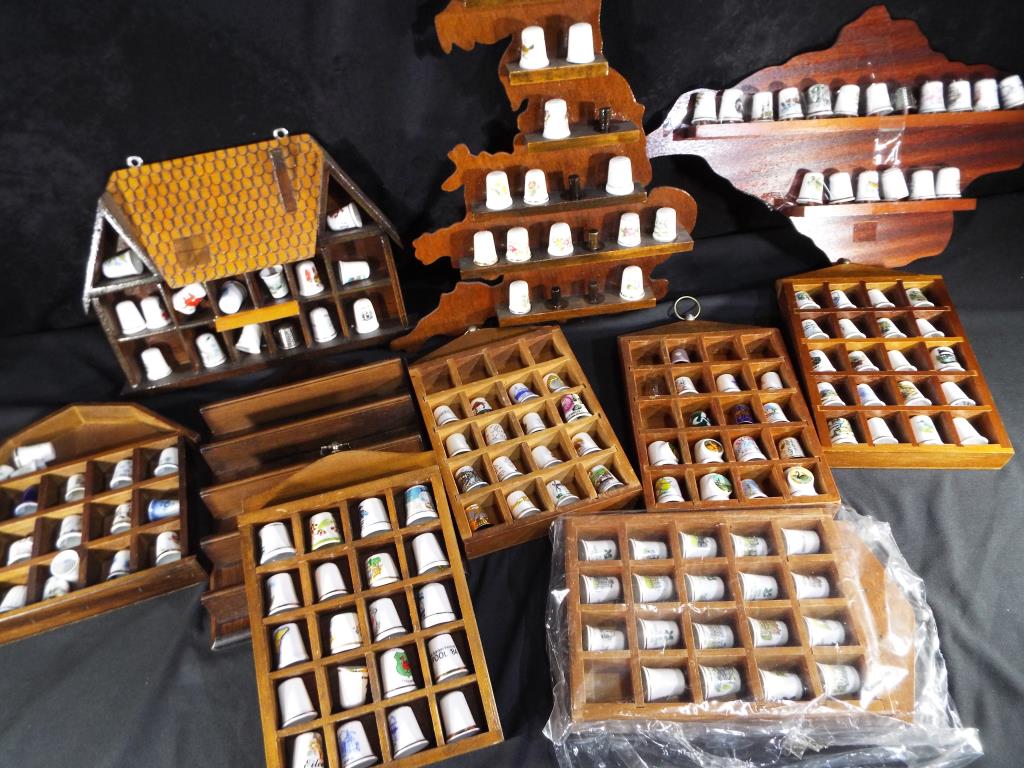 Thimbles - nine wooden displays various sizes and themes, - Image 2 of 3