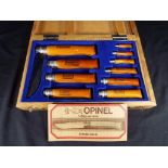 Opinel - an Opinel ten folding knife set in original wooden case comprising No 2 through to No.