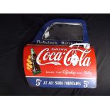 A Coca-Cola plaque 3D reproduction depicting a car door, with wall hanging facility, approx 47.