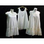 Vintage Clothing - an A line brodé anglais style dress with pearl beaded neckline,