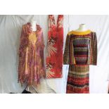 Vintage Clothing - a full length heavily patterned fully lined summer style dress with a matching