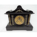 Ansonia mantel clock - a late 19th / early 20th century American black marble clock of French style