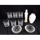 A quantity of glassware comprising six Edinburgh Crystal tumblers and two Waterford Crystal