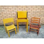 A good quality child's school desk and chair marked Kingfisher Ltd West Bromwich and a small