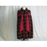 Vintage Clothing - a three quarter length good quality highly patterned A-line cloak,