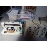 A lot to include a large quantity of sewing and crafting equipment and a vintage Jones 461 sewing