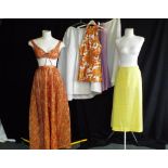 Vintage Clothing - a machine and hand made heavily patterned skater dress, approximate length 74 cm,