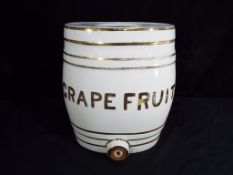 A ceramic barrel marked Grapefruit, appr
