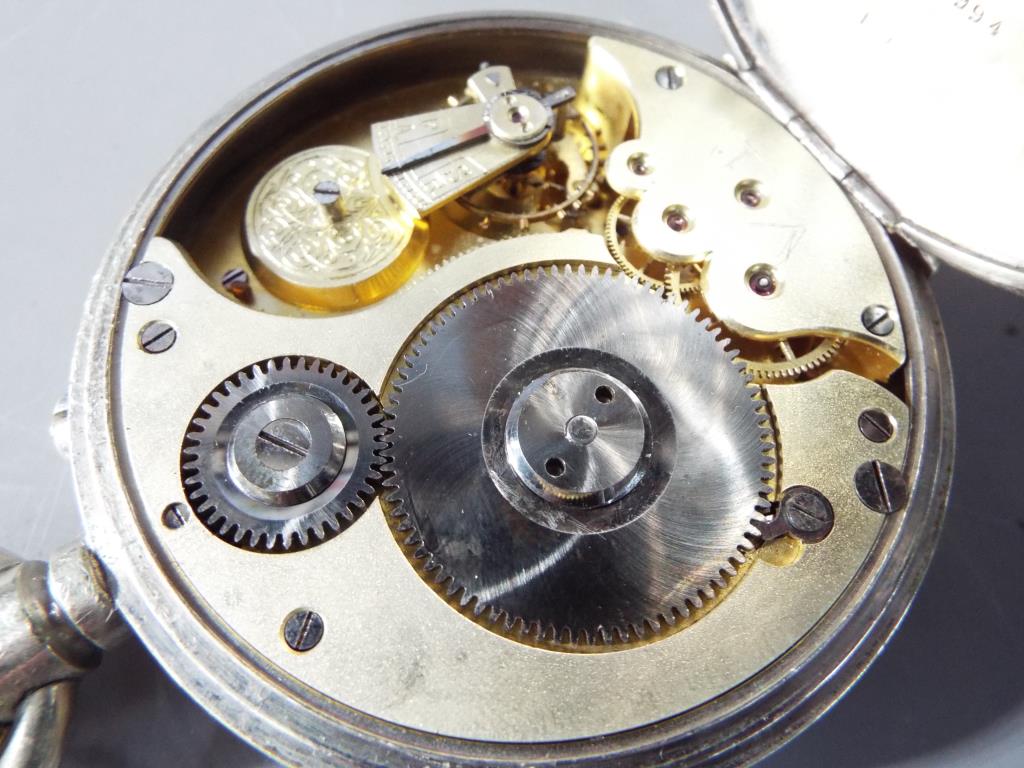 A white metal cased Goliath pocket watch, marked to the white dial 8-days, - Image 4 of 6