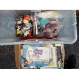 A quantity of various crafting items to include, knitting threads, needles,