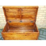 A contemporary wooden twin handled chest (storage container) approximate measurements 46 cm x 102
