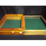 Two glass top display cabinets, approximately 80 cm x 46 cm x 56 cm and 10 cm x 42 cm x 50 cm [2].