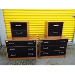 Two modern three drawer chests with two matching two drawer bedside tabloes