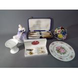 A good mixed lot to include a Royal Doulton lady figurine entitled Happy Anniversary HN3097,