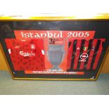 Liverpool Football Club - a framed commemorative piece for the 2005 Champions League Final in