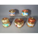 Franklin Mint - five ceramic Franklin Mint musical lidded trinket boxes to include Nightingale,