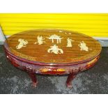 In November Auction - An Oriental coffee table with six stools,