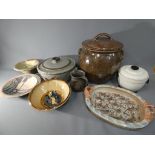 A collection of studio pottery to include Willie Carter Top Farm pottery,