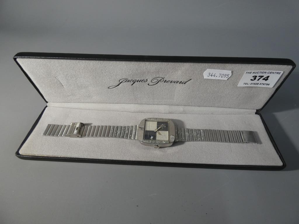 A Gentleman's automatic wrist watch with stainless steel case and strap with crystal decoration, - Image 2 of 2