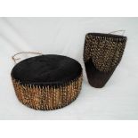 Two African animal skin drums (2)