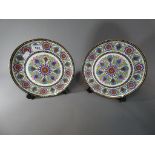 A set of two old hand painted Coalport plates, approximate diameter 23 cm.
