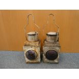 Railwayana - two vintage British Railway rail lanterns approximately 50 cm [h] [2].