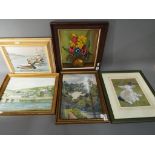 An oil on canvas depicting ducks swimming, signed by the artist lower right, framed,