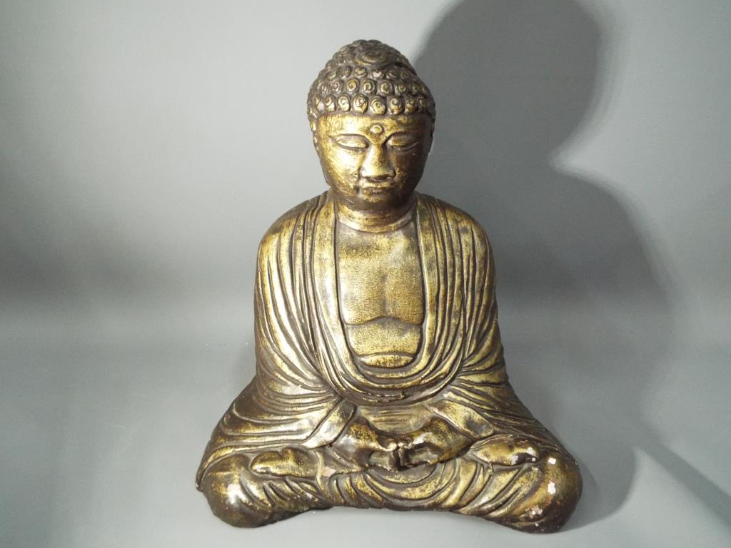 A large good quality plaster Buddha approximate height 39 cm x 35 cm