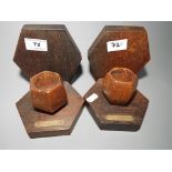A pair of wooden spill holders, H.M.S.