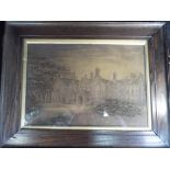 Tower College, St Helens - a picture worked in leather depicting Tower College, Rainhill, St Helens,