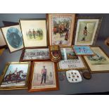 Twelve military prints of various sizes and depicting various scenes,