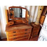 A two over two drawer dressing table with mirror,