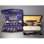 A six settings canteen of cutlery cased,