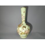 A hand painted glass vase with floral decoration, approximately 37 cm [h].