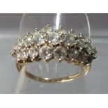 A 9 carat gold ring stone set cluster ring, size O, approximate weight 2.