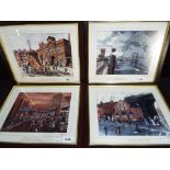 Local Interest - four limited edition prints by DJ Kewley, all mounted and framed under glass,