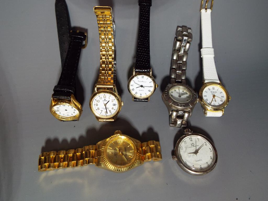 A good mixed lot of wristwatches to include Faith, Worth of Paris, Philip Mercer, Loris,