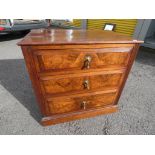 A chest of three drawers approximately 73 cm x 73 cm x 47 cm