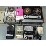A Phillips reel to reel player, a Fidelity reel to reel player,