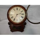 A mahogany cased drop dial wall clock wi