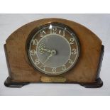 A walnut cased mantel clock, Art Deco st