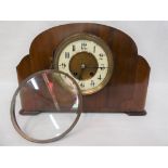 A walnut cased mantel clock, Art Deco st