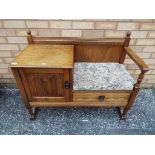 A good quality telephone table, measuring approximately 78 cm x 99 cm x 44 cm.