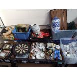 Large mixed lot to include ceramics, vinyl records, handbags, picture frames and similar,