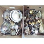 Lot to comprise a quantity of metalware, brass, copper, plated and similar.