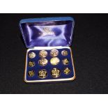 London Badge and Button Company - a graduated set of Hardy gold plated buttons in a presentation