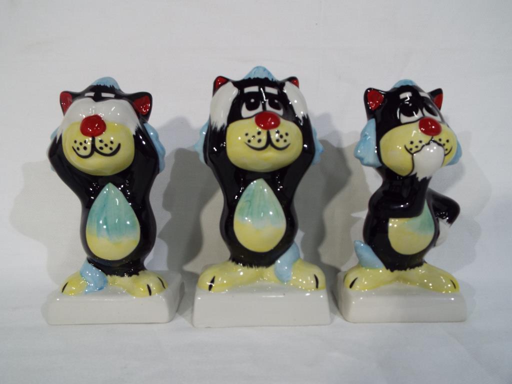 Lorna Bailey - A set of three Lorna Bailey cats entitled 'See No Evil, Hear No Evil, Speak No Evil',