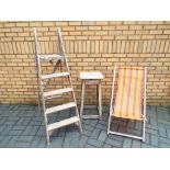 A lot to include vintage stepladder,