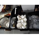 Four boxes containing a large quantity of glassware and ceramics to include plated ware, crystal,